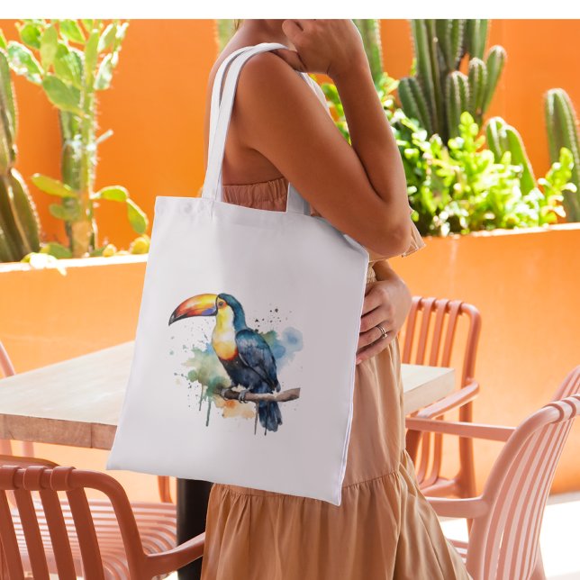 Toucan on Branch Watercolor Art Tote Bag (Creator Uploaded)