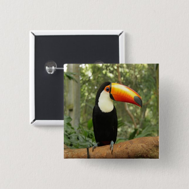 Toucan on tree branch button (Front & Back)