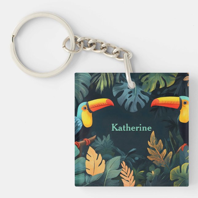  Toucan Paradise: Customizable Design Keychain (Front)