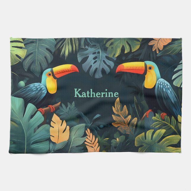  Toucan Paradise: Customizable Design Kitchen Towel (Horizontal)