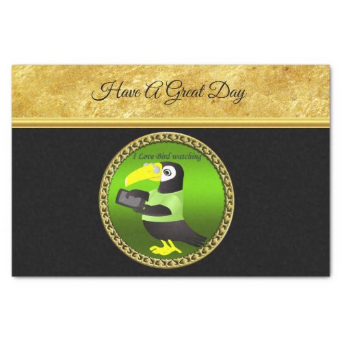 Toucan parrots with computer and gold foil design tissue paper