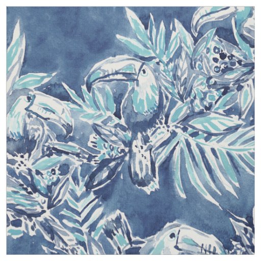 TOUCAN PLAN Indigo Tropical Fabric