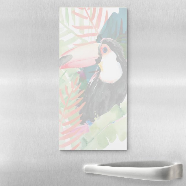 Toucan Portrait with Tropical Leaves Magnetic Notepad (In Situ)