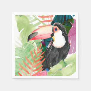 Toucan Portrait with Tropical Leaves Napkins