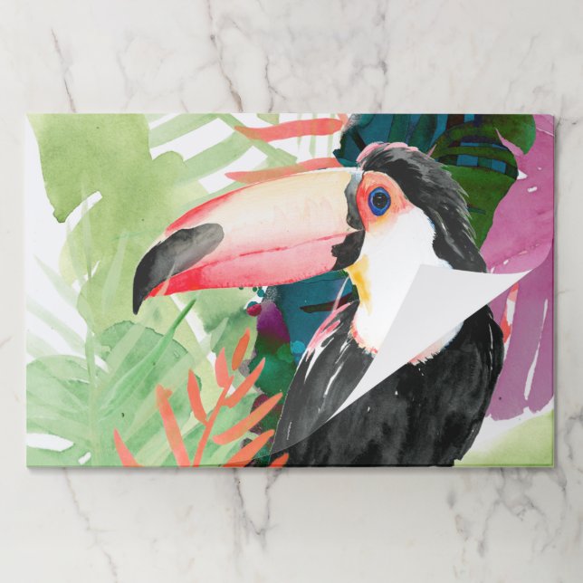 Toucan Portrait with Tropical Leaves Paper Pad (Folded)