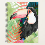 Toucan Portrait with Tropical Leaves Planner<br><div class="desc">Toucan Palms I by Jennifer Paxton Parker. A small toucan rests amongst brightly colored tropical greenery in a watercolor style. | 133068GG</div>