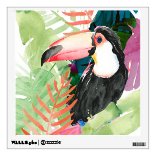 Toucan Portrait with Tropical Leaves Wall Decal