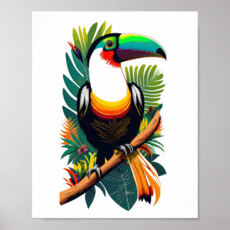 Toucan sitting on a branch in the jungle poster