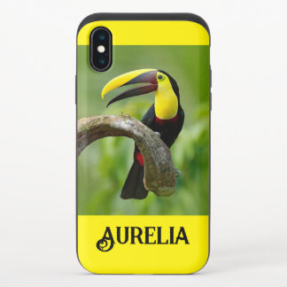 Toucan sitting on the branch in the forest iPhone x slider case
