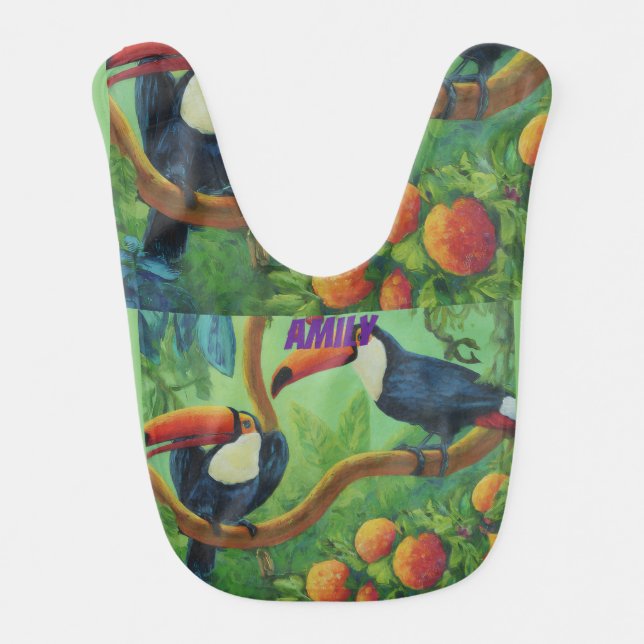 Toucan Tango, Rainforest Rhapsody  Baby Bib (Front)