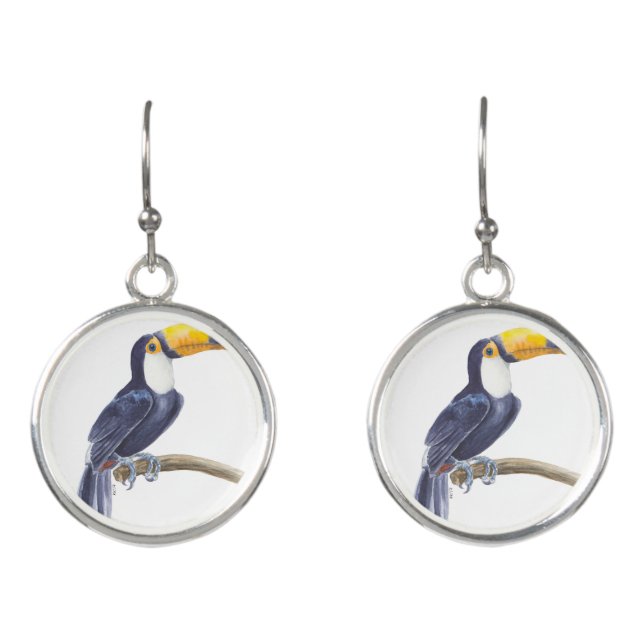 Toucan, tropical bird earrings (Front)