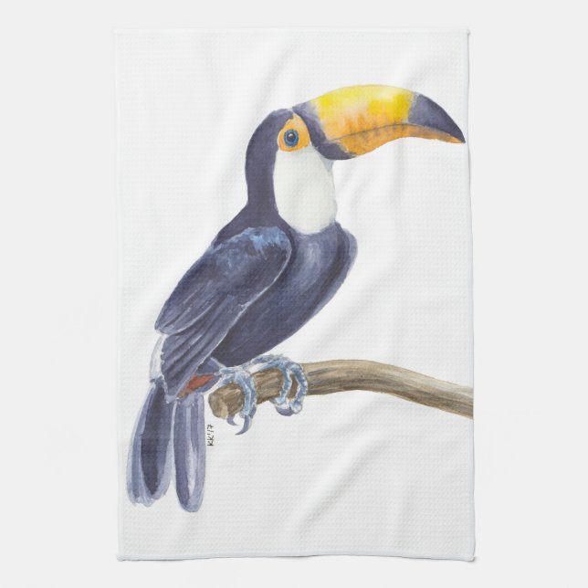 Toucan, tropical bird kitchen towel (Vertical)