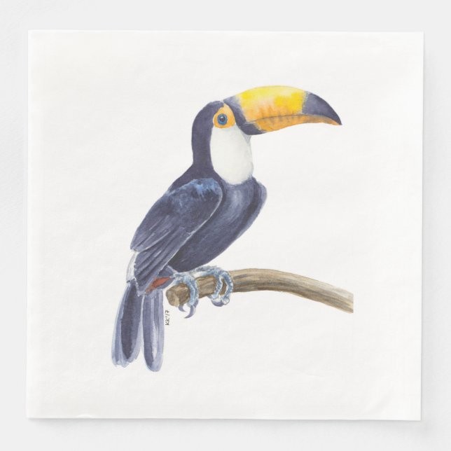 Toucan, tropical bird paper dinner napkins (Front)