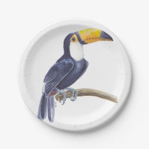 Toucan, tropical bird paper plates