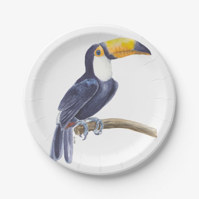 Toucan, tropical bird paper plates (Front)
