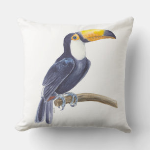 Toucan, tropical bird throw pillow