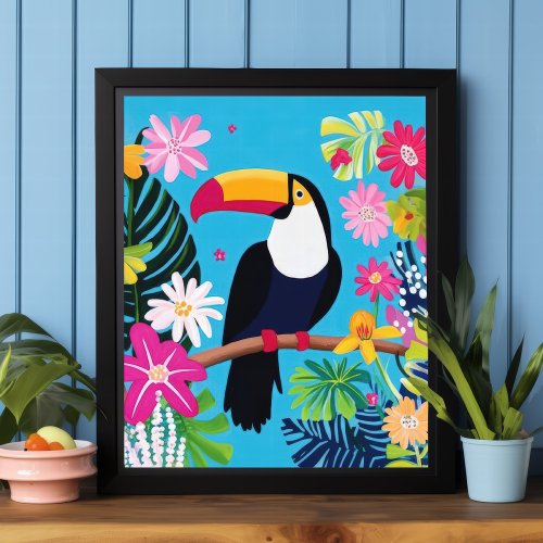 Art Prints And Wall Decor 7 Toucan Tropical Flowers Jungle Bird Wall Art