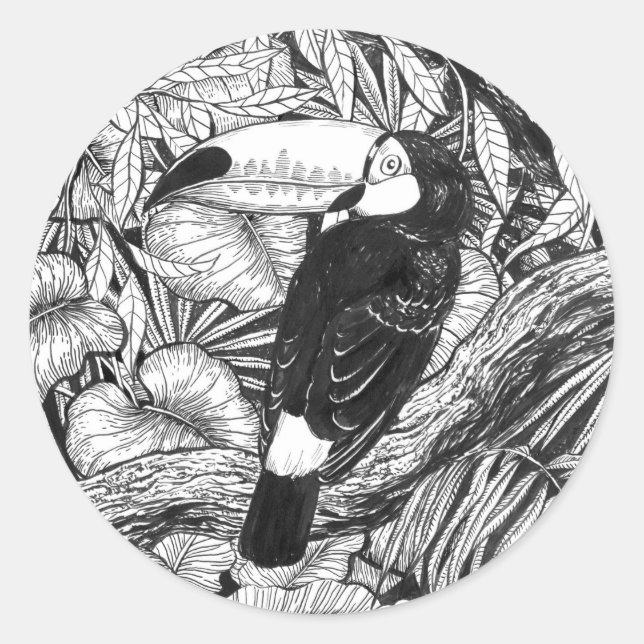 Toucan tropical garden classic round sticker (Front)