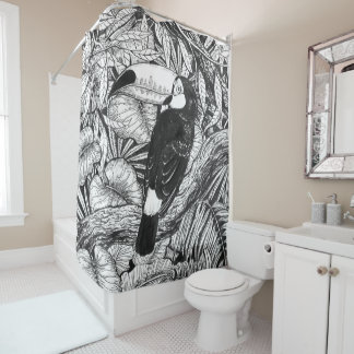 Toucan tropical garden shower curtain