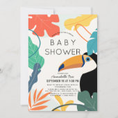 Toucan Tropical Leaf Virtual Baby Shower Invitation (Front)