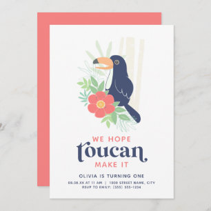 Toucan Tropical Palm Leaves Birthday Invitation