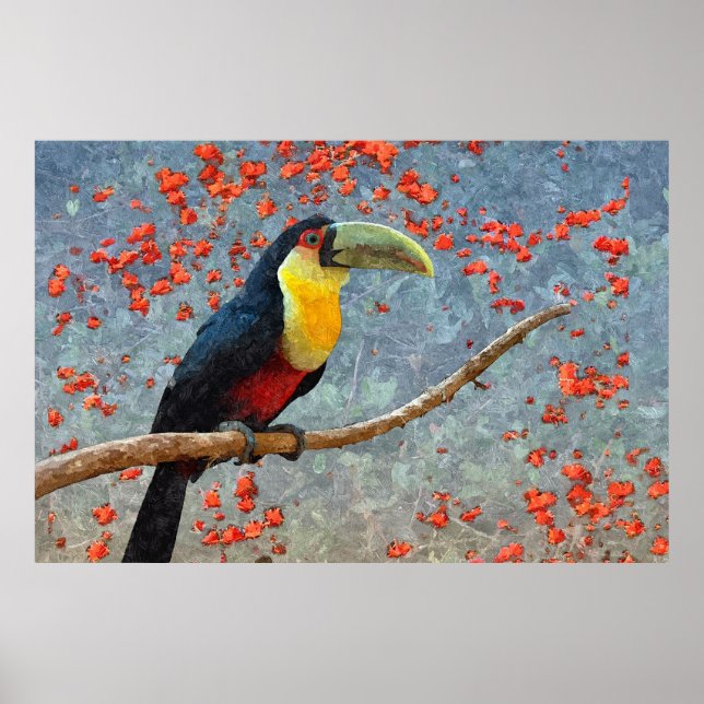 Toucan Tropical Rainforest Bird Painting Poster (Front)
