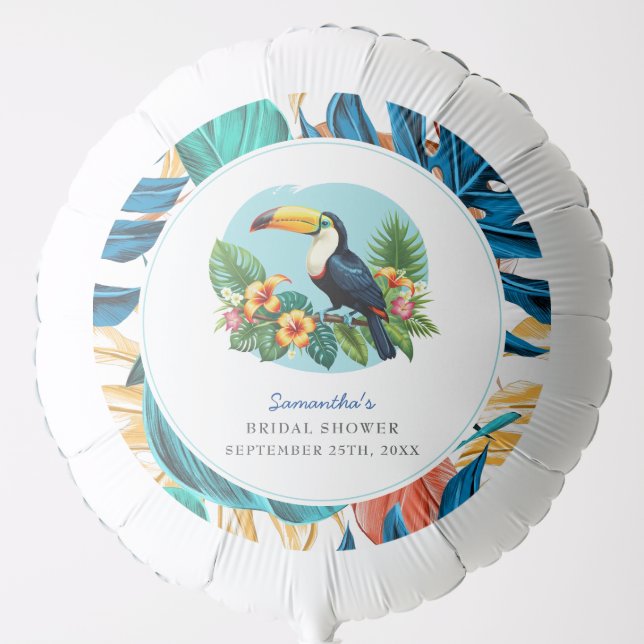 Toucan Tropical Rainforest Summers Bridal Shower Balloon (Front)