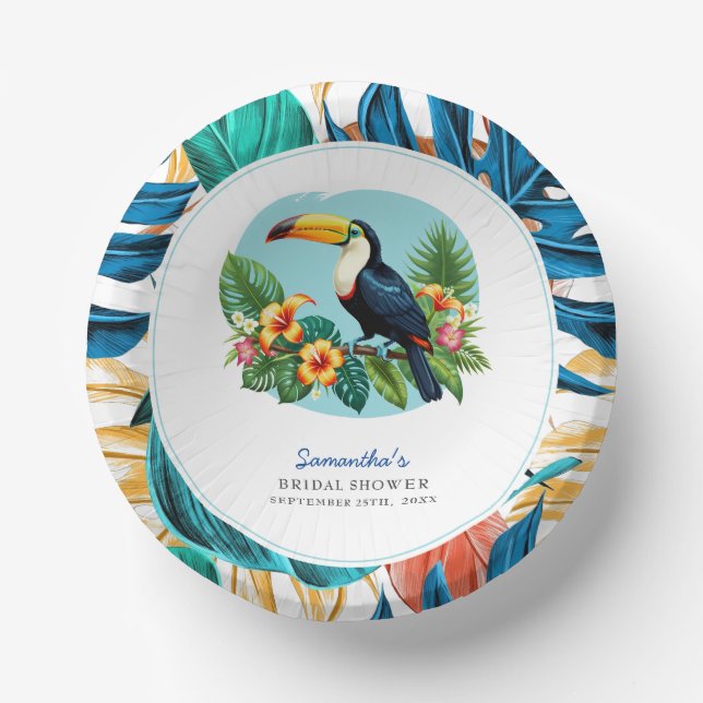 Toucan Tropical Rainforest Summers Bridal Shower Paper Bowls (Front)