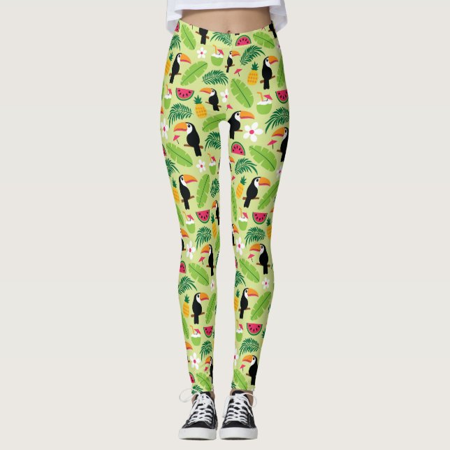 Toucan Tropical Summer Leggings (Front)