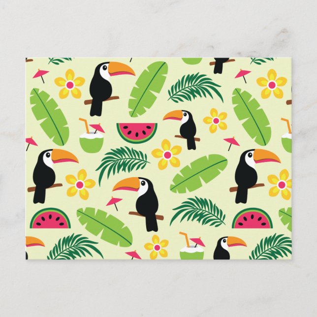 Toucan Tropical Summer Pattern Postcard (Front)
