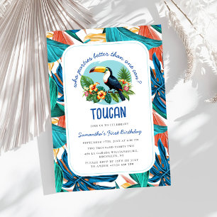 Toucan Tropical Vibrant Summers First Birthday Invitation