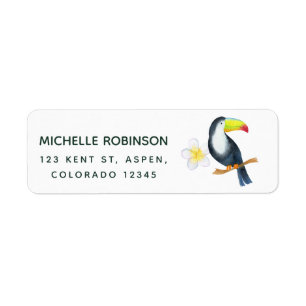 Toucan Tropical Watercolor Summer Label
