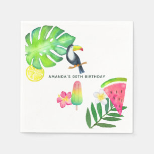 Toucan Tropical Watercolor Summer Party Napkins