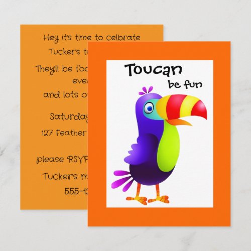 Toucan Turning Two Birthday Digital Download Invitation