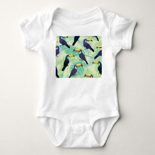 Toucan Vintage, Colorful Illustration. Baby Bodysuit