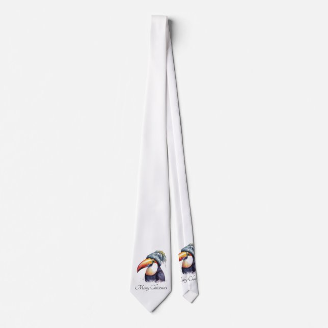 Toucan Winter Vibes, custom Neck Tie (Front)