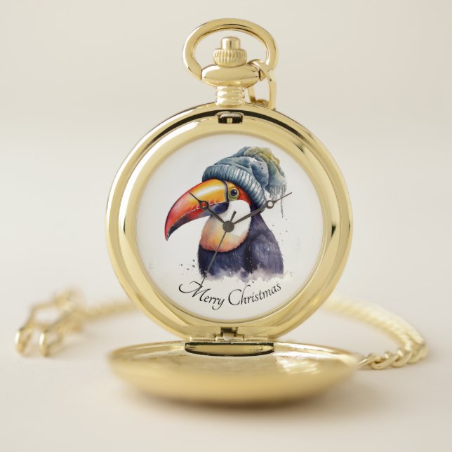 Toucan Winter Vibes, custom Pocket Watch (Inside)