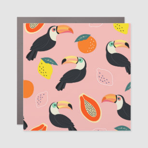 Toucan with Abstract Tropical Fruits Car Magnet