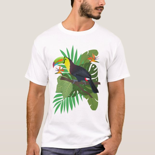 Toucan with leaves T-Shirt (Front)