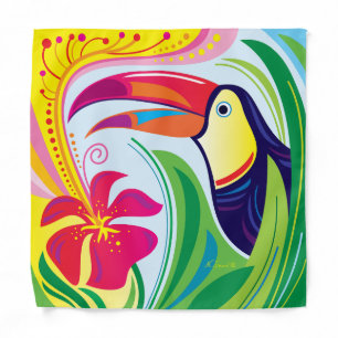 Toucan with Tropical Flower Bandana