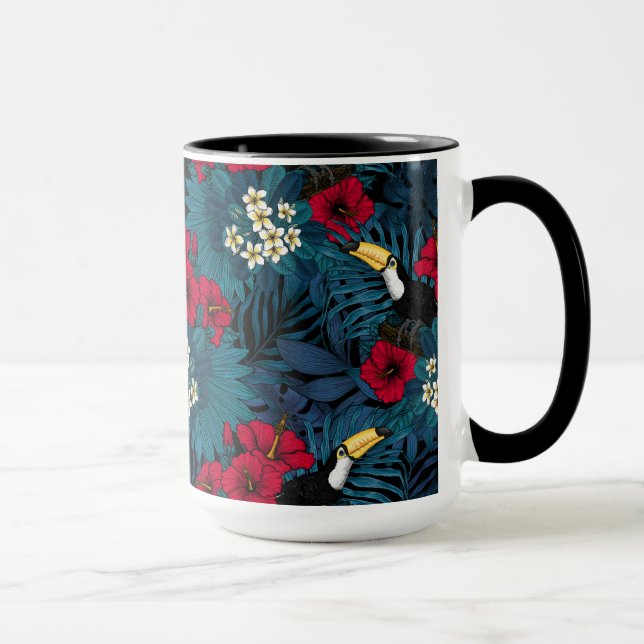Toucans and tropical flora, green and red mug (Right)
