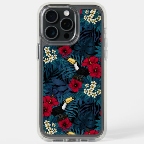 Toucans and tropical flora green and red iPhone 15 pro max case