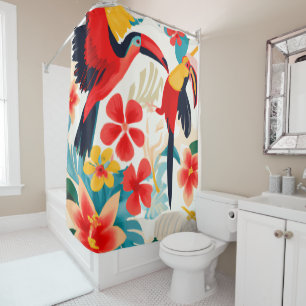 Toucans in paradise Tropical art shower curtain