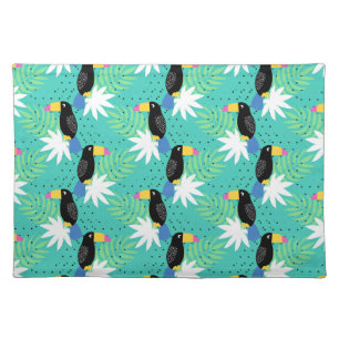 Toucans On Teal Cloth Placemat