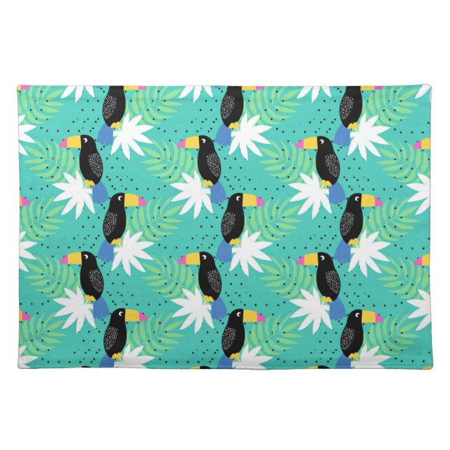 Toucans On Teal Cloth Placemat (Front)
