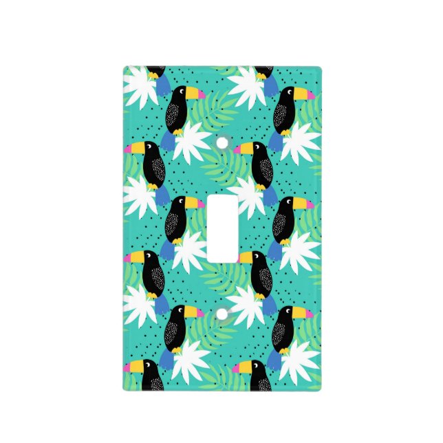 Toucans On Teal Light Switch Cover (Front)