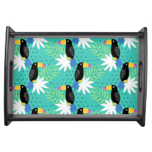 Toucans On Teal Serving Tray