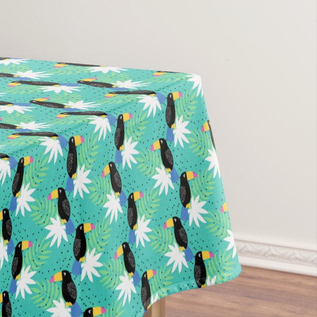 Toucans On Teal Tablecloth (In Situ)