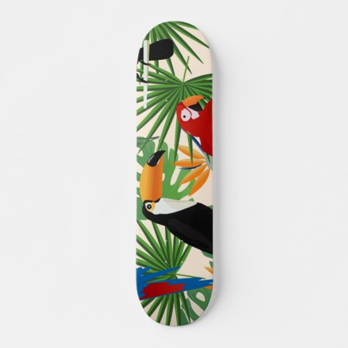 Toucans  Parrots Pattern Skateboard