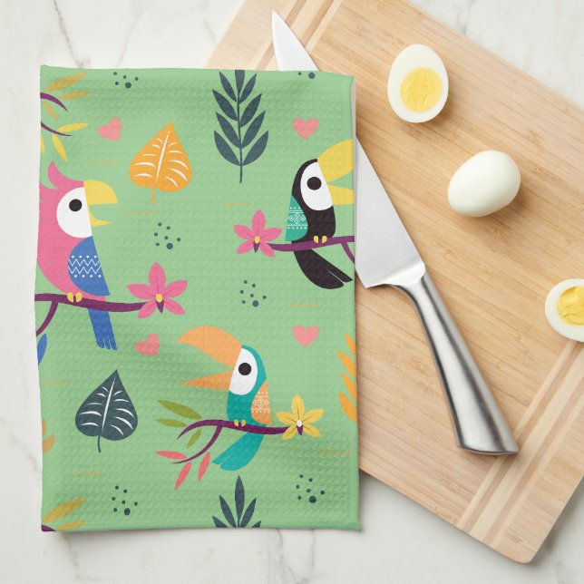 Toucans & Parrotts Kitchen Towel (Quarter Fold)